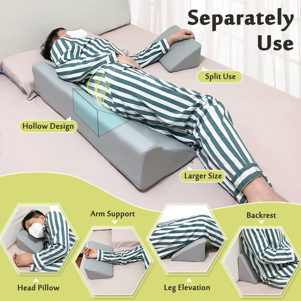 Positioning Wedges for Bed Sores, Bedsore Pressure Relief Pillow, Side Sleeping Foam Medical Wedge, Turning Bedridden Post Surgery Incline Pillow, Hospital Waterproof Anti Bedsore Prevention Cushion