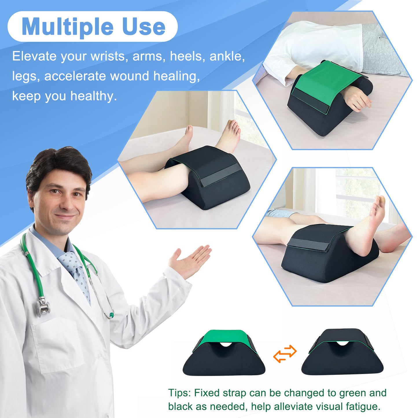 Heel Protectors for Pressure Sores, Foot Elevation Pillow Post Surgery Ulcer Cushion, Foam Bedsore Relief Pillows Feet Leg Support Wedge, Elevate Feet Recovery Supplies Ankle Elevator for Swelling