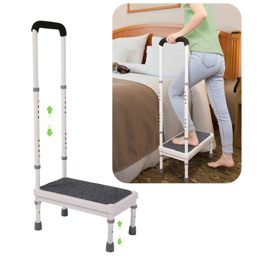 Step Stool with Handle for Elderly Adults, High Beds Steps Heavy Duty Metal Stepping Stool Mobility Aids Stand Assist, Medical Adjustable Bariatric Step Stool for Kitchen, Bedside, SUV, Bath - 400 lbs