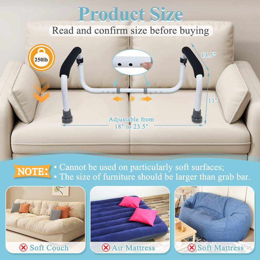 Couch Cane Stand Up Assist Chair Lift Devices for Seniors Elderly Couch Rails Assistance Bed Handles Seat Assist Grab Bar Standing Mobility Aids Equipment Fall Prevention Handicap Seat Lifter