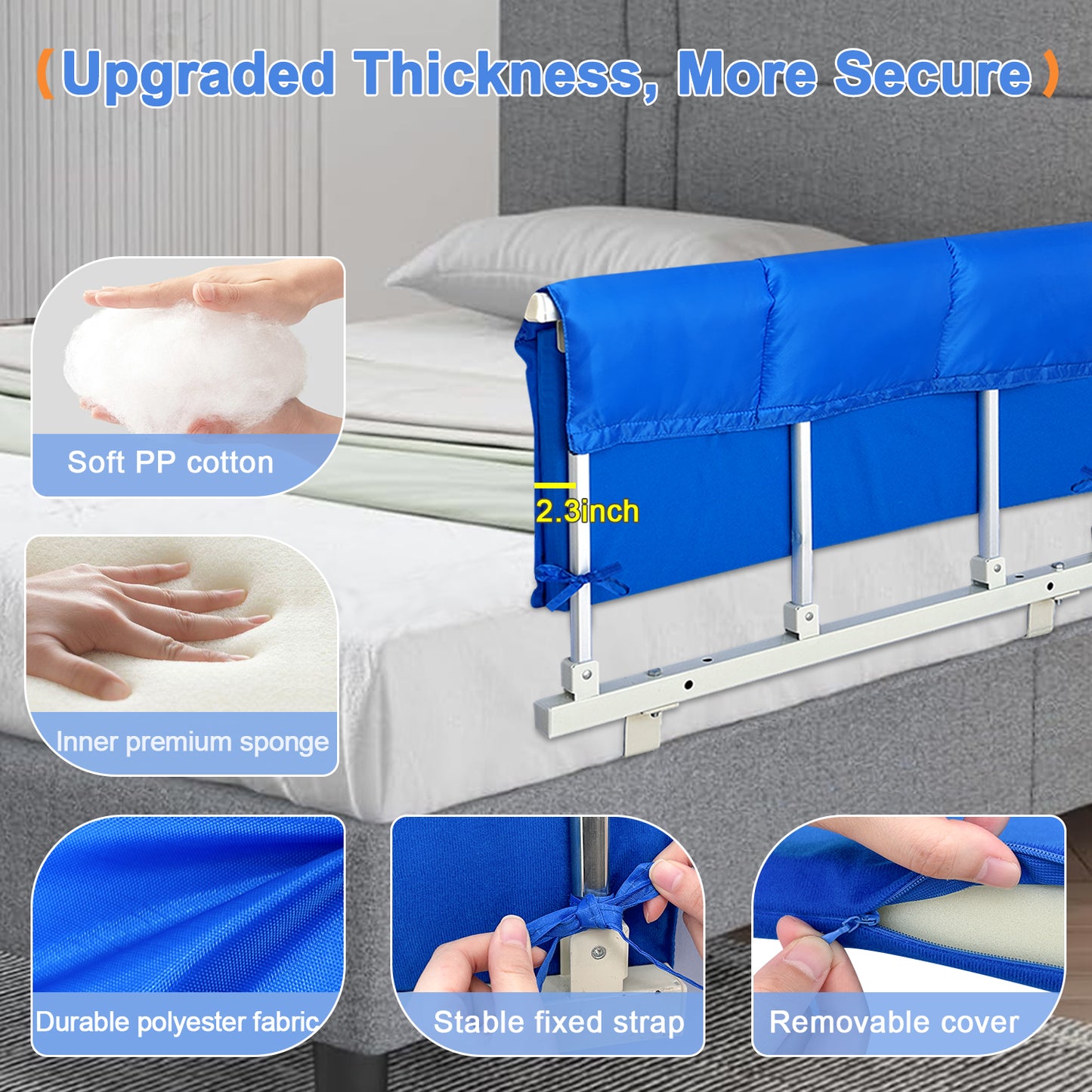 Bed Rail Covers, Hospital Bed Rail Pads for Elderly Adults Safety, Rail Padding Cover, Bed Guard Rails Padded, Bed Railing Protector Foam Pads
