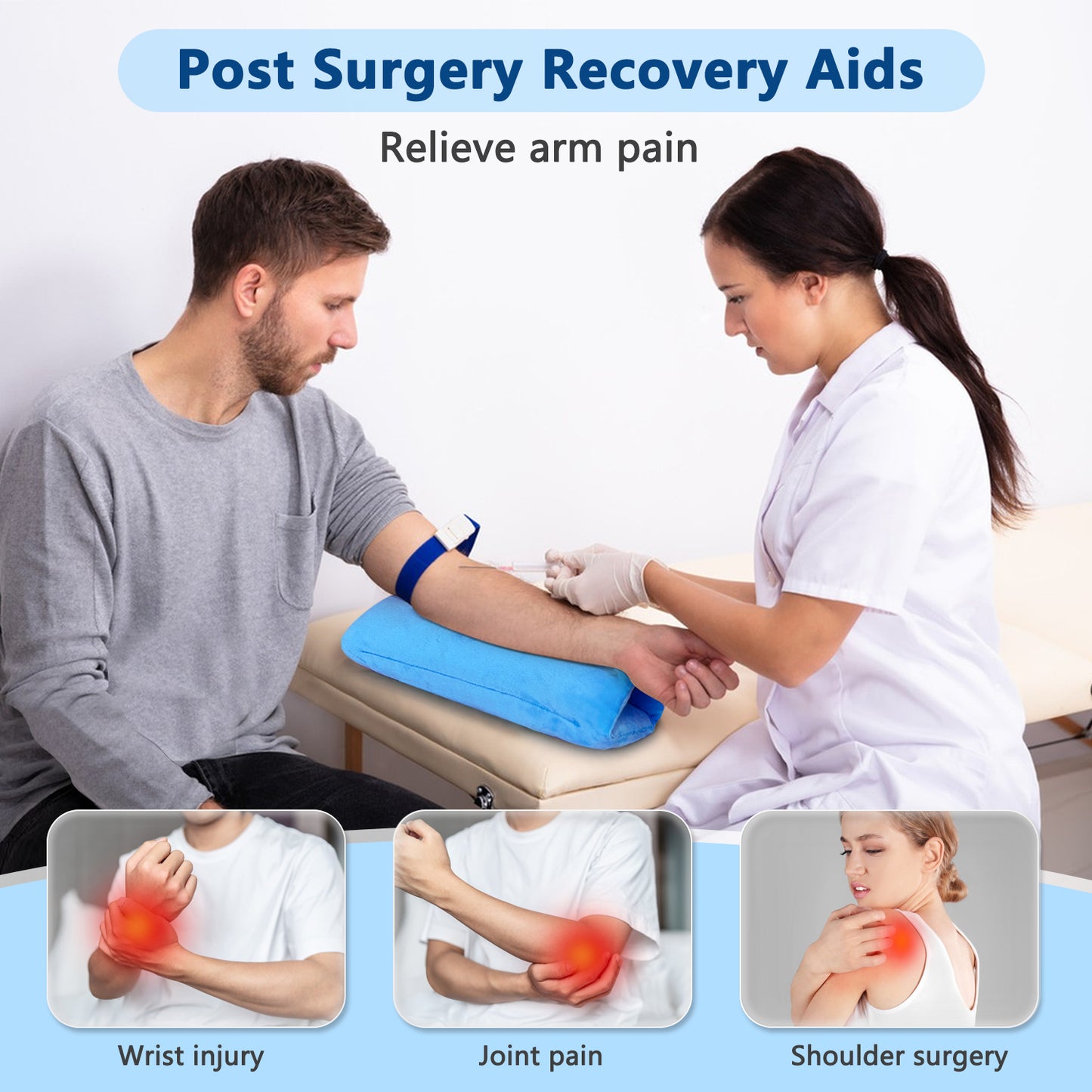 Arm Elevation Pillow Post Surgery Shoulder Arm Rest for Bed Armrest Pads Leg Support Pillows Hand Ankle Elevation Broken Wrist Leg Prop Knee Elevating Surgery Recovery (Multi-Purpose)