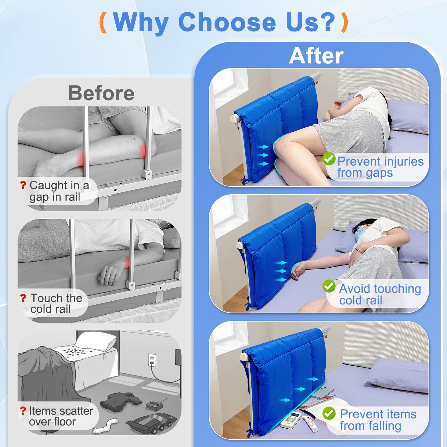 Bed Rail Covers, Hospital Bed Rail Pads for Elderly Adults Safety, Rail Padding Cover, Bed Guard Rails Padded, Bed Railing Protector Foam Pads