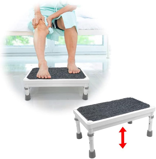Medical Foot Stool Metal Step Platform Heavy Duty Adjustable Stepping Stool Anti Skid Bed Stairs for Adults Disability Aids Mobility Equipment Bed Step Stools for High Beds, Nursing, SUV Car - 750LBS