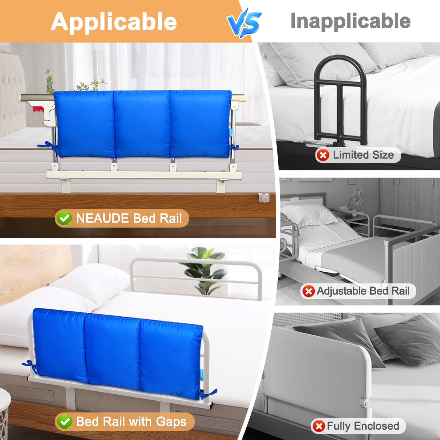 Bed Rail Cushion Pads for Hospital Bed Rail Cover Padding Bed Barrier for Adults Medical Foam Bumper Pads Bed Rail Protector Safety Guard for Elderly Adults Bed Side Rails Padding Cover - 1 PCS