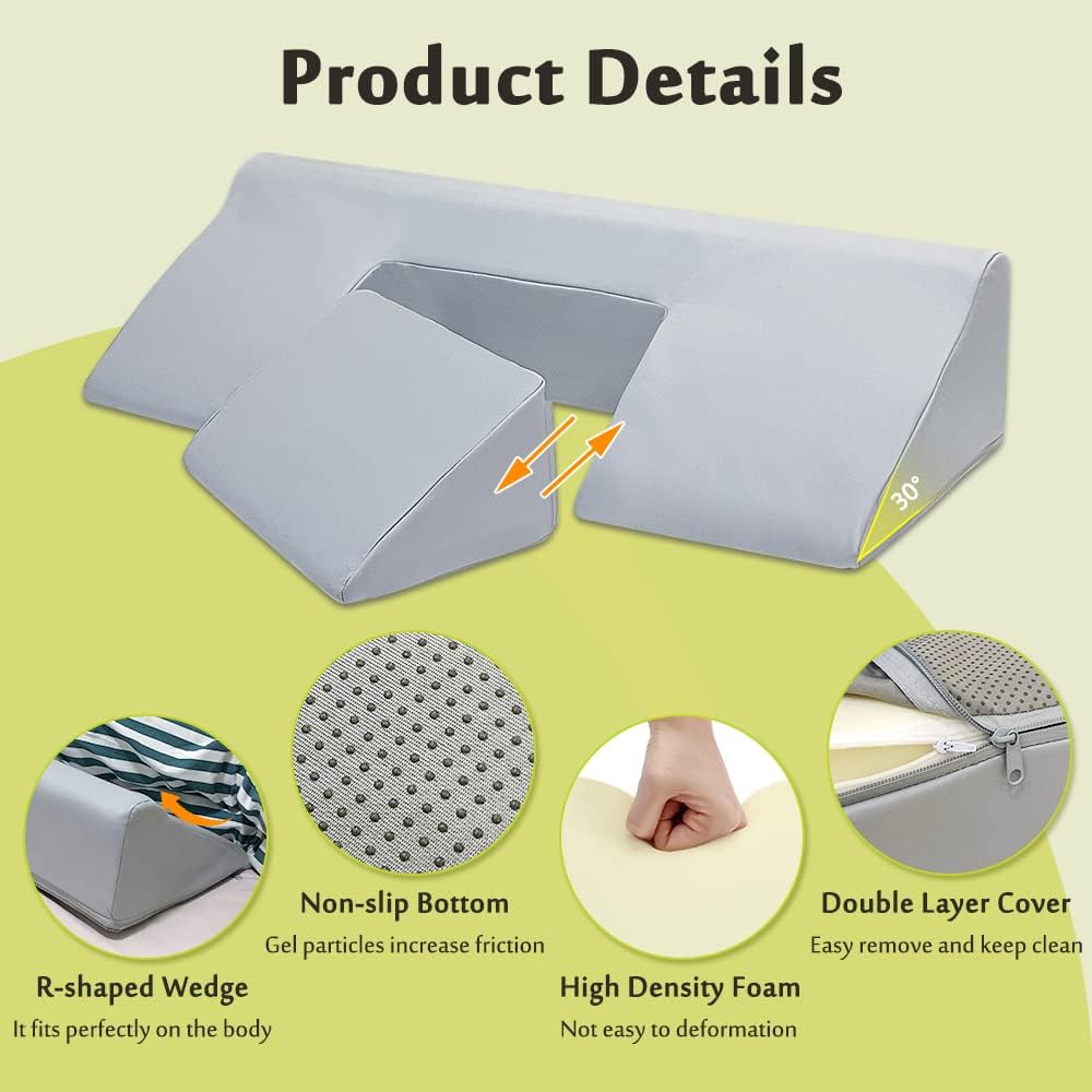 Positioning Wedges for Bed Sores, Bedsore Pressure Relief Pillow, Side Sleeping Foam Medical Wedge, Turning Bedridden Post Surgery Incline Pillow, Hospital Waterproof Anti Bedsore Prevention Cushion