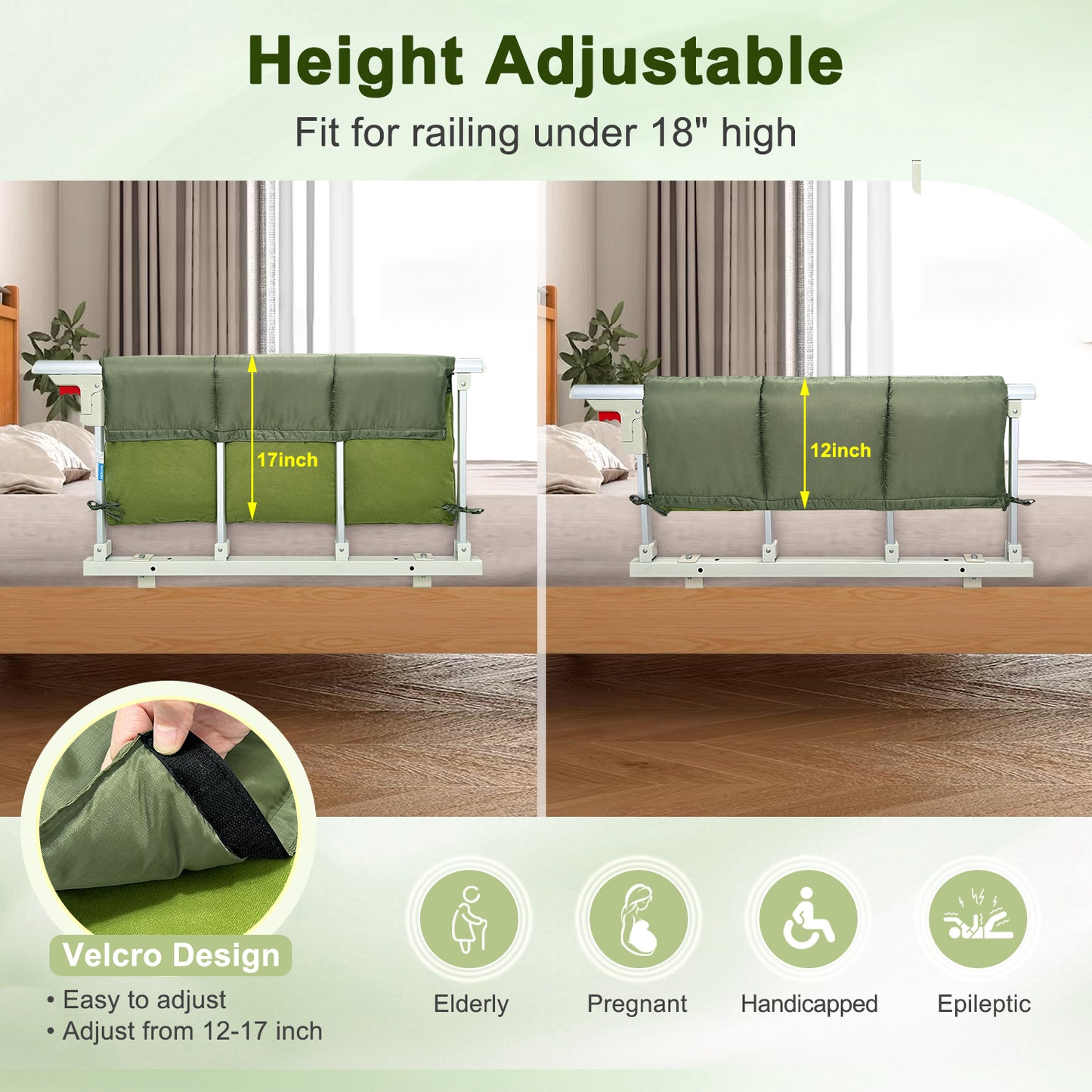 Hospital Bed Rail Pads, Bed Rail Cover Padded for Elderly Adults Safety, Guard Rails Padding Railing Covers, Medical Bed Side Rails Protector-30.5 inch