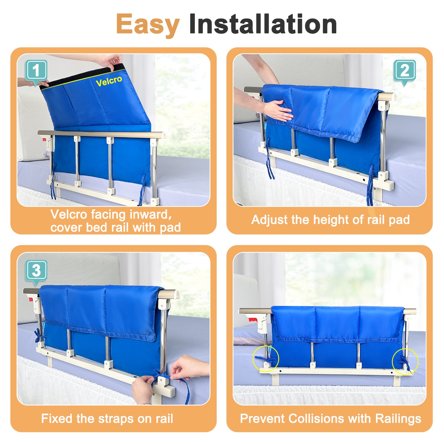 Bed Rail Cushion Pads for Hospital Bed Rail Cover Padding Bed Barrier for Adults Medical Foam Bumper Pads Bed Rail Protector Safety Guard for Elderly Adults Bed Side Rails Padding Cover - 1 PCS